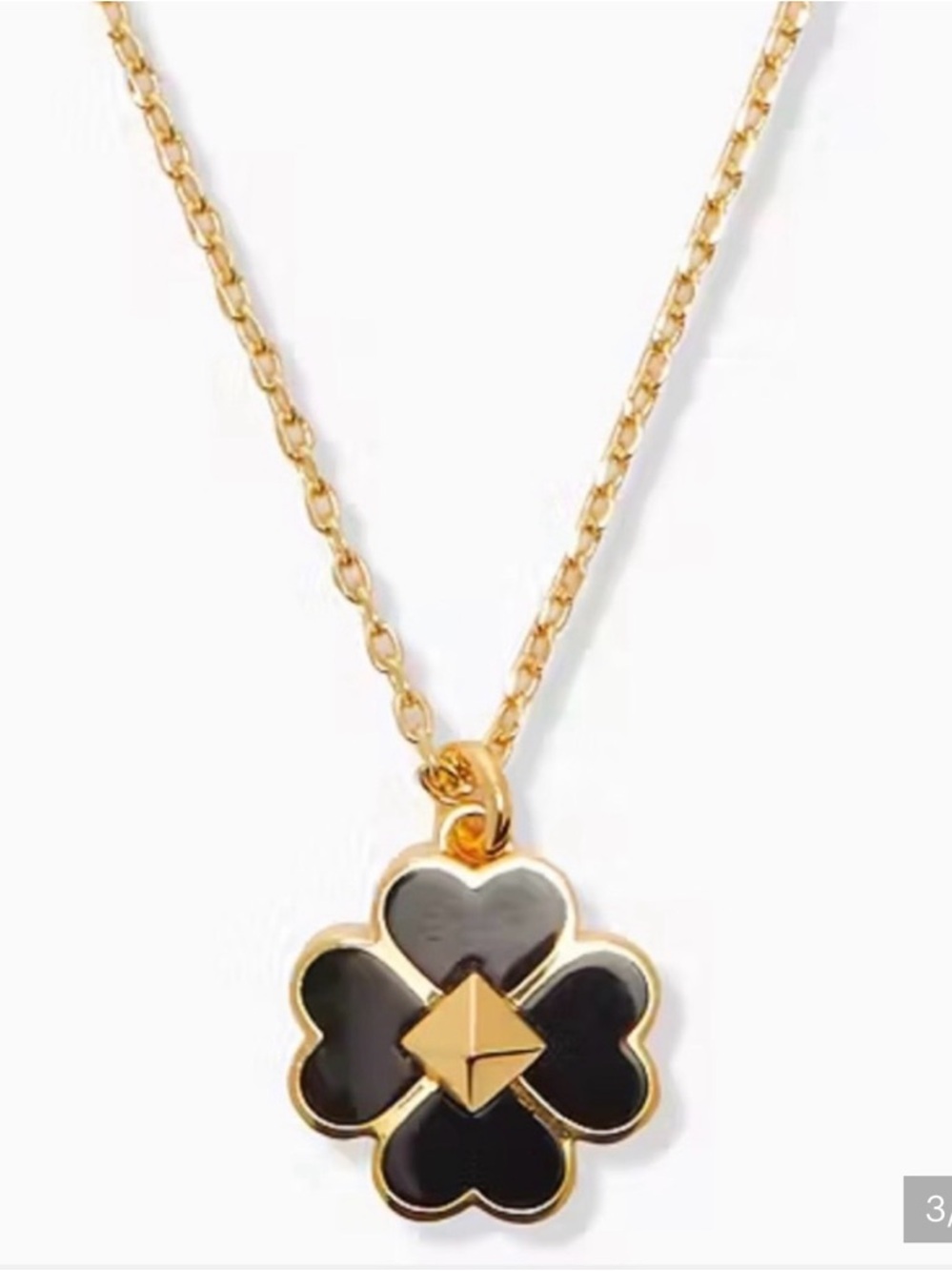 ♠️Kate Spade Gold and Black Enamel Clover Pendant Necklace brand new